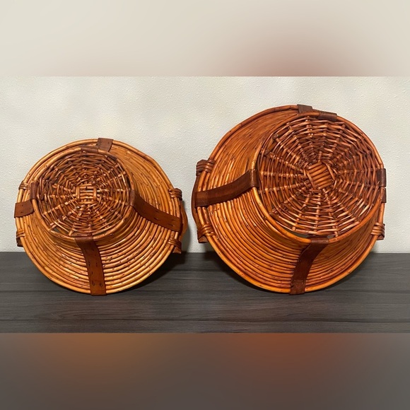 🍂 Hand Crafted Brown Wicker Baskets Set with handles - Picture 4 of 7